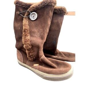 Vans Phoebe Womens Sz 10 Winter  Boots Chocolate Suede Faux Fur Lined VN-0LYN4DS